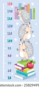 ruler for measuring height, stadiometer, poster ruler, pyramid, elongated, vertical, measure height, growth, child development, tall, hedgehogs, books, kindergarten, baby, school, growth, anatomy