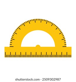 Ruler for measuring mathematical angles on transparent background. Vector illustration of protractor for geometry tools, educational materials, and school-related designs