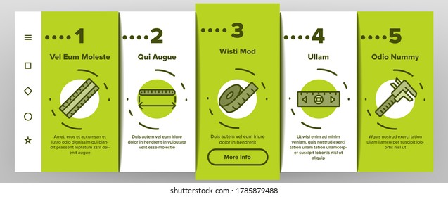 Ruler Measuring Tool Onboarding Mobile App Page Screen Vector. Ruler Math, Geometry Stationery Engineer Equipment For Measurement, Tape And Roulette Illustrations