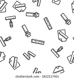 Ruler Measuring Tool Vector Seamless Pattern Thin Line Illustration