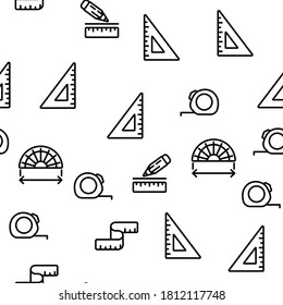 Ruler Measuring Tool Vector Seamless Pattern Thin Line Illustration