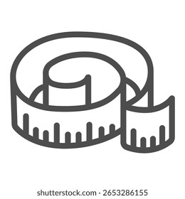 Ruler for measuring waist size line icon, sewing tools concept. Vector graphics. Tape ruler for width measure sign on white background, outline style icon for mobile or web design