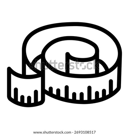 Ruler for measuring waist size line icon, sewing tools concept. Vector graphics. Tape ruler for width measure sign on white background, outline style icon for mobile or web design