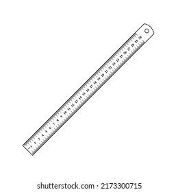 Ruler Outline Icon Illustration on White Background