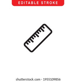 Ruler Outline Icon. Ruler Line Art Logo. Vector Illustration. Isolated on White Background. Editable Stroke