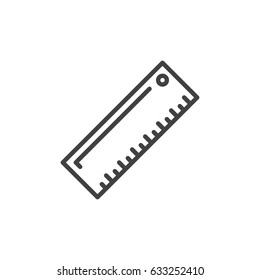 Ruler outline icon, line vector sign, linear style pictogram isolated on white. Symbol, logo illustration. Editable stroke. Pixel perfect