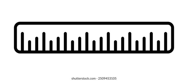 Linealumrisssymbol, Werkzeug zum Messen und Zeichnen von geraden Linien. schwarz-weiße Vektorgrafik.