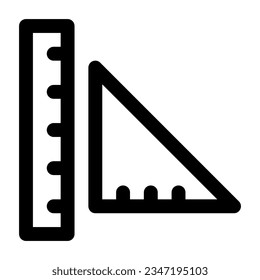 Lineal in Umriss-Symbol. Dreieck, Zentimeter, Messung, Geometrie, Schulmaterial