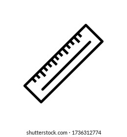 Ruler with outline icon vector
