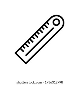 Ruler with outline icon vector