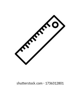 Ruler with outline icon vector