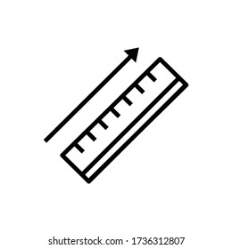 Ruler with outline icon vector