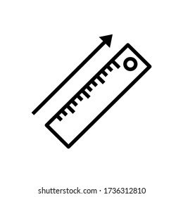Ruler with outline icon vector