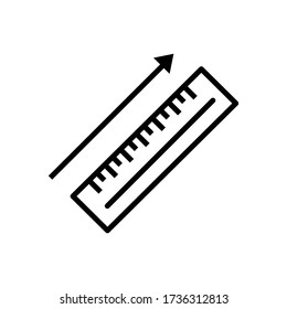 Ruler with outline icon vector
