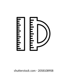 Ruler With Outline Icon Vector
