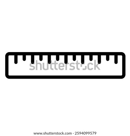 ruler outlined icon isolated on white background. School equipment flat icons.