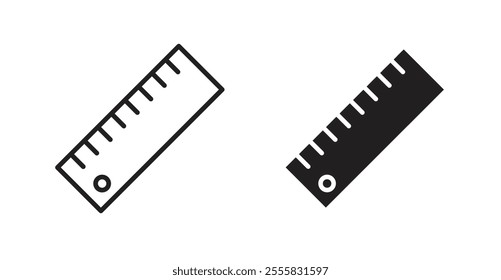 Ruler outlined and solid icon vector collection.