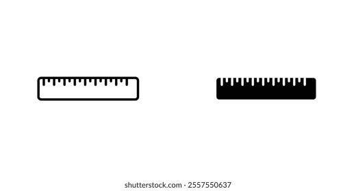 Ruler outlined and solid icon vector collection.