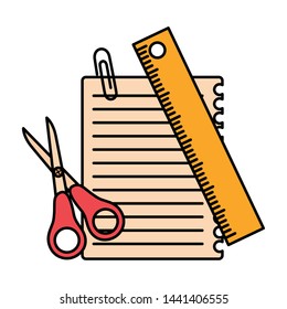 ruler paper clip scissors back to school vector illustration