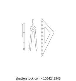 ruler pen compasses icon. Simple element illustration. ruler pen compasses symbol design template. Can be used for web and mobile on white background
