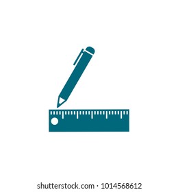 ruler and pen conception, pen icon, ruler icon 