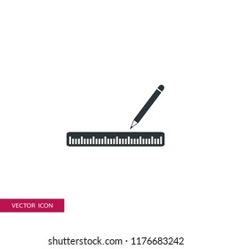 ruler and pen draw icon