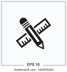 ruler and pen icon black isolated vector illustration