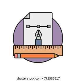 Ruler and pen vector icon