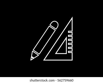 ruler, pencil, calculator, computation objects, icon, vector illustration EPS 10