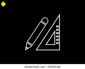 ruler, pencil, calculator, computation objects, icon, vector illustration EPS 10