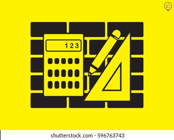ruler, pencil, calculator, computation objects, icon, vector illustration EPS 10