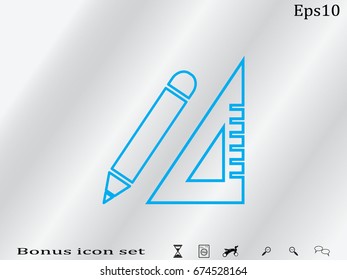 ruler, pencil, calculator, computation objects, icon, vector illustration EPS 10