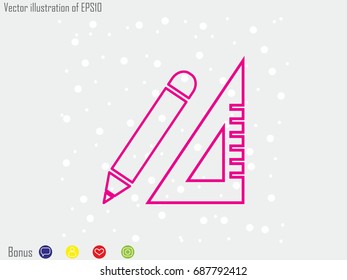 ruler, pencil, calculator, computation objects, icon, vector illustration EPS 10