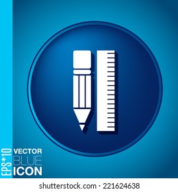 ruler and pencil. characters geometry. Education sign, symbol icon drawing and geometry