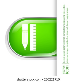 ruler and pencil. characters geometry. Education sign, symbol icon drawing and geometry