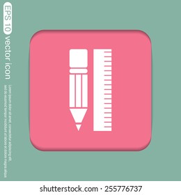 ruler and pencil. characters geometry. Education sign, symbol icon drawing and geometry