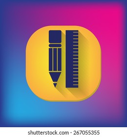 ruler and pencil. characters geometry. Education sign, symbol icon drawing and geometry