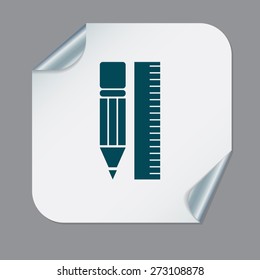 ruler and pencil. characters geometry. Education sign, symbol icon drawing and geometry