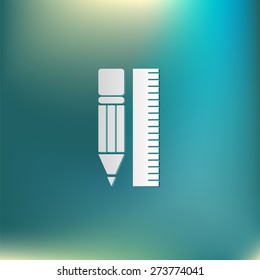 ruler and pencil. characters geometry. Education sign, symbol icon drawing and geometry