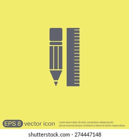 ruler and pencil. characters geometry. Education sign, symbol icon drawing and geometry