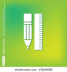 ruler and pencil. characters geometry. Education sign, symbol icon drawing and geometry