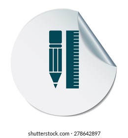 ruler and pencil. characters geometry. Education sign, symbol icon drawing and geometry
