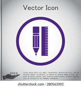 ruler and pencil. characters geometry. Education sign, symbol icon drawing and geometry