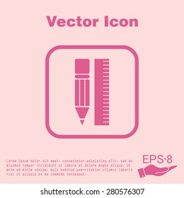 ruler and pencil. characters geometry. Education sign, symbol icon drawing and geometry