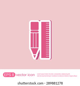 ruler and pencil. characters geometry. Education sign, symbol icon drawing and geometry