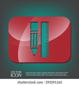 ruler and pencil. characters geometry. Education sign, symbol icon drawing and geometry