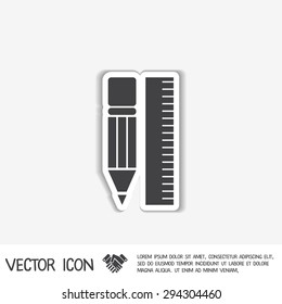 ruler and pencil. characters geometry. Education sign, symbol icon drawing and geometry