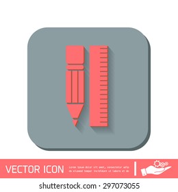 ruler and pencil. characters geometry. Education sign, symbol icon drawing and geometry