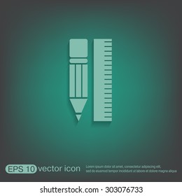 ruler and pencil. characters geometry. Education sign, symbol icon drawing and geometry