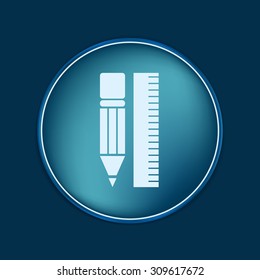 ruler and pencil. characters geometry. Education sign, symbol icon drawing and geometry
